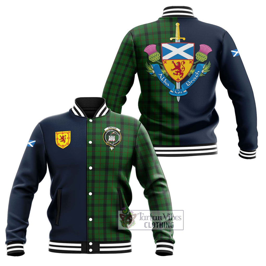 Tartan Vibes Clothing Kincaid Tartan Baseball Jacket with Scottish Lion Royal Arm Half Style