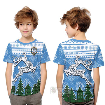 Kincaid Clan Christmas Kid T-Shirt Celtic Reindeer Style