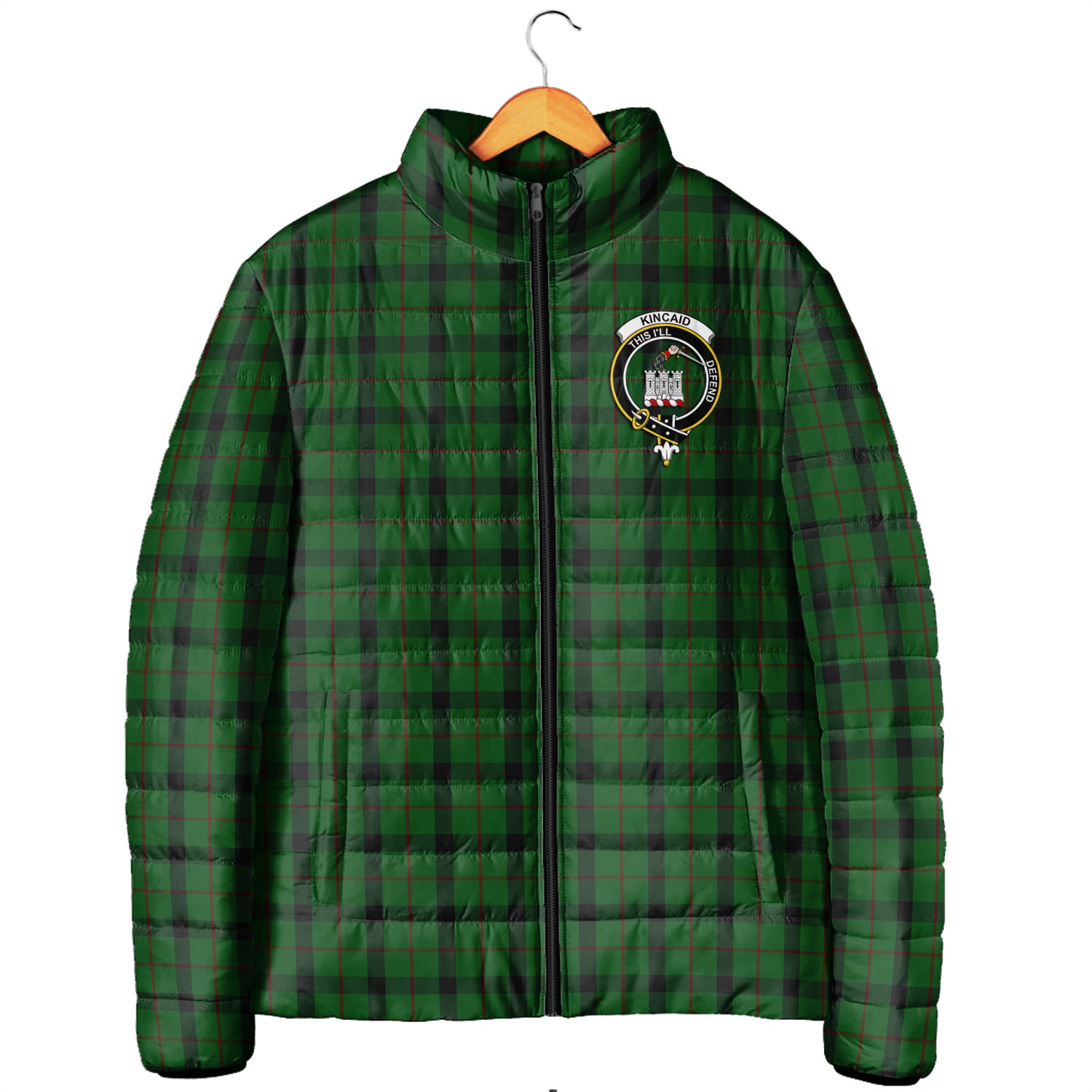 Kincaid Tartan Padded Jacket with Family Crest Men's Padded Jacket - Tartan Vibes Clothing