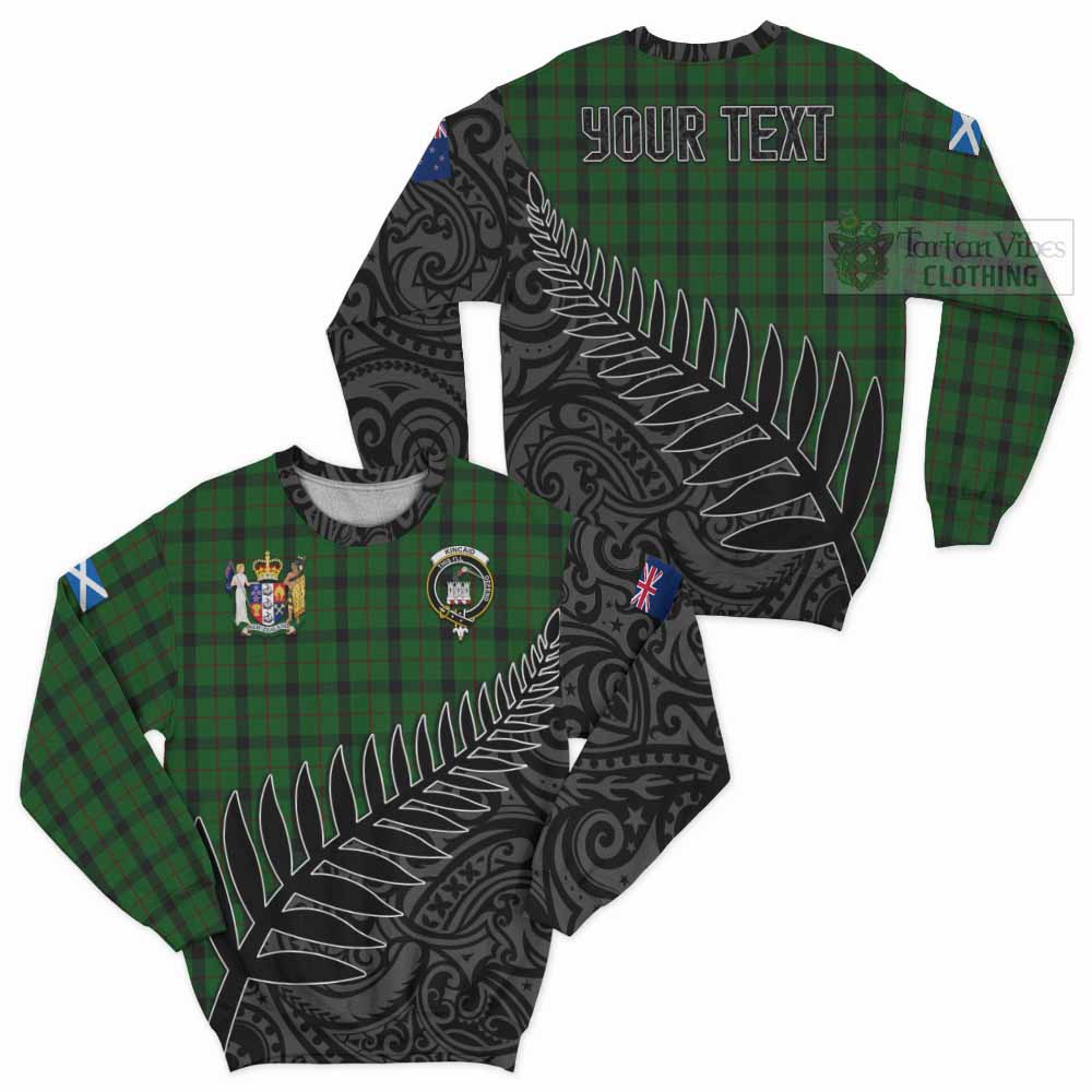 Tartan Vibes Clothing Kincaid Crest Tartan Sweatshirt with New Zealand Silver Fern Half Style