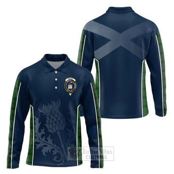 Kincaid Tartan Long Sleeve Polo Shirt with Family Crest and Scottish Thistle Vibes Sport Style