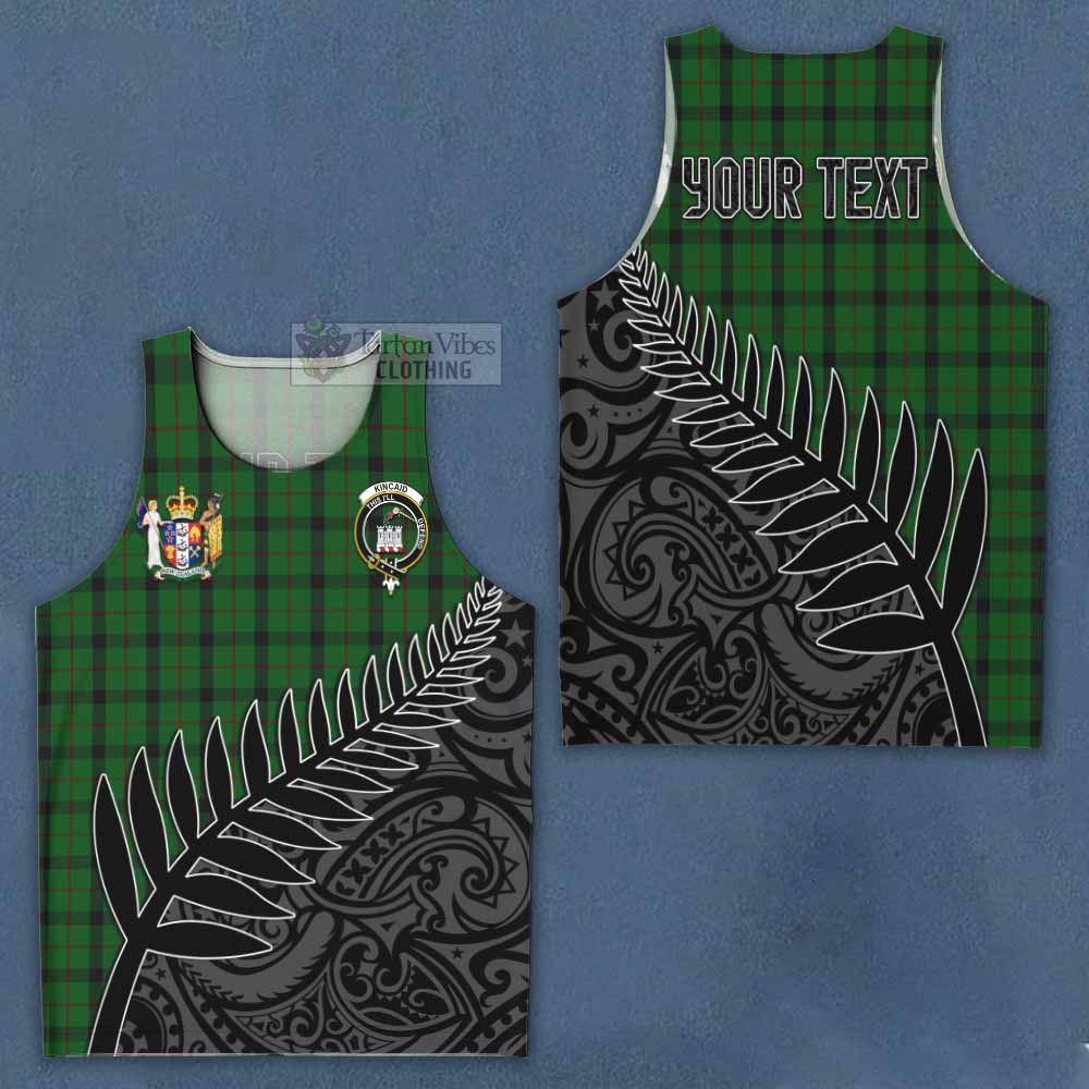 Tartan Vibes Clothing Kincaid Crest Tartan Men's Tank Top with New Zealand Silver Fern Half Style