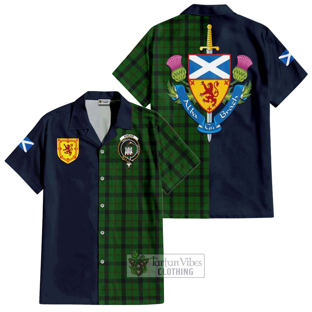 Tartan Vibes Clothing Kincaid Tartan Short Sleeve Button Shirt with Scottish Lion Royal Arm Half Style