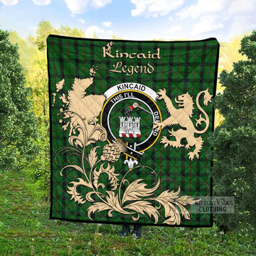 Kincaid Tartan Quilt with Family Crest and Scottish Symbol Style