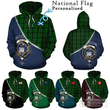 Kincaid Tartan Hoodie with Personalised National Flag and Family Crest Half Style