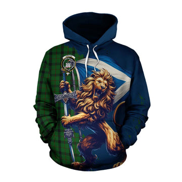 Kincaid Tartan Family Crest Cotton Hoodie with Scottish Majestic Lion