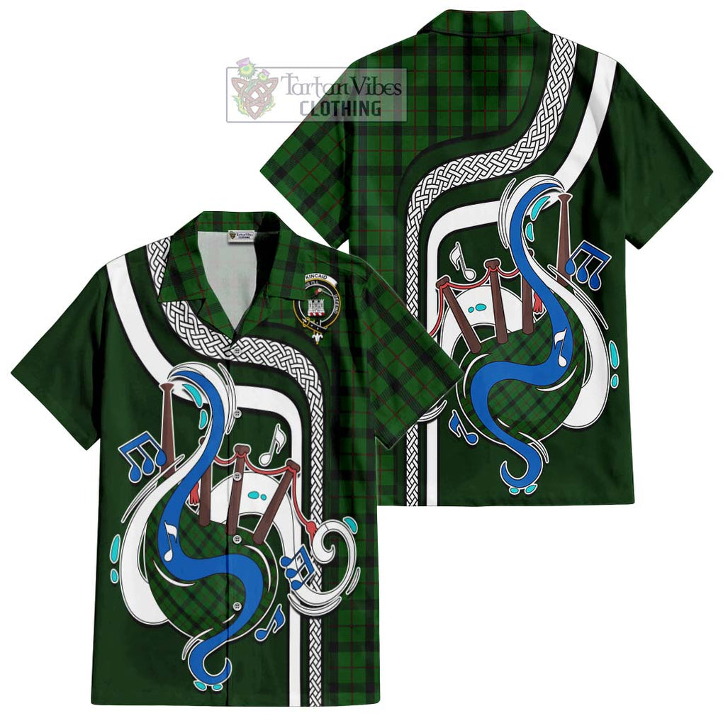 Kincaid Tartan Short Sleeve Button Shirt with Epic Bagpipe Style Kid - Tartanvibesclothing Shop