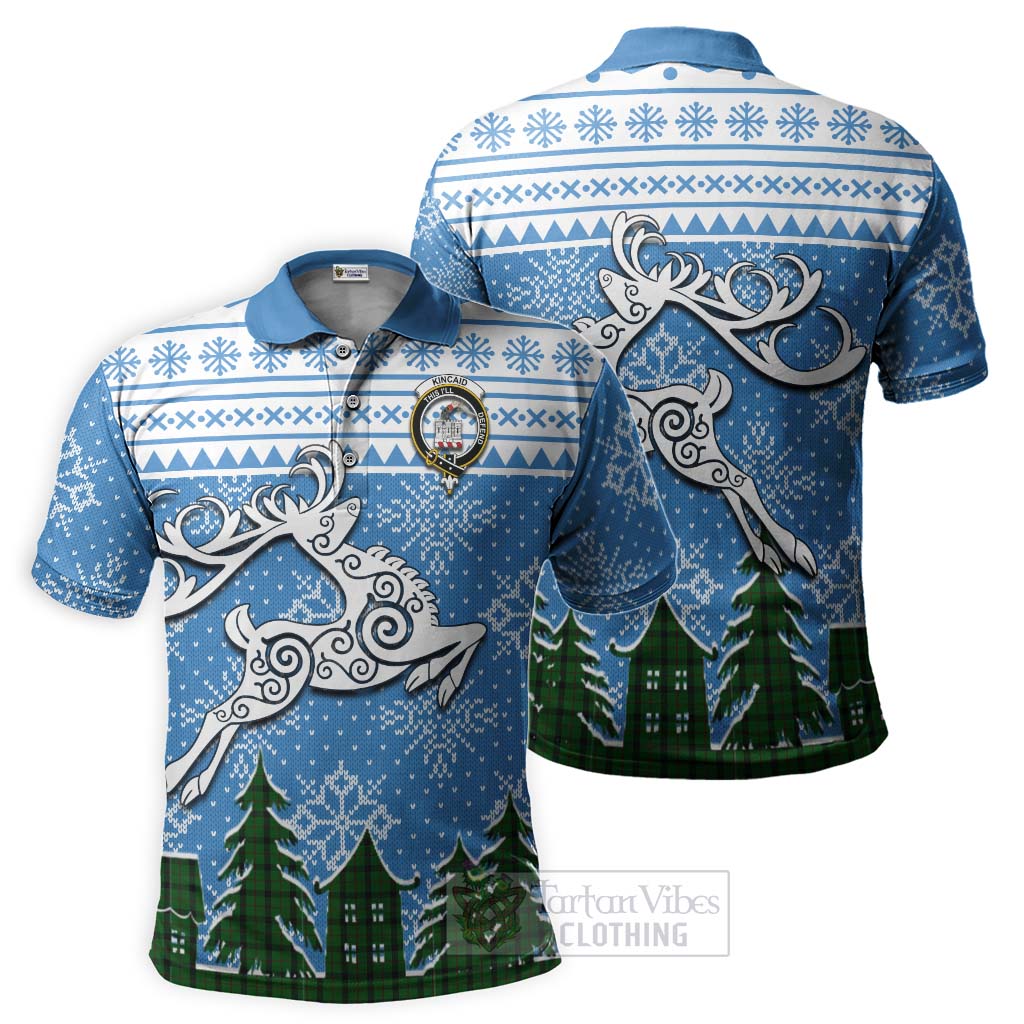 Tartan Vibes Clothing Kincaid Clan Christmas Polo Shirt Celtic Reindeer Style