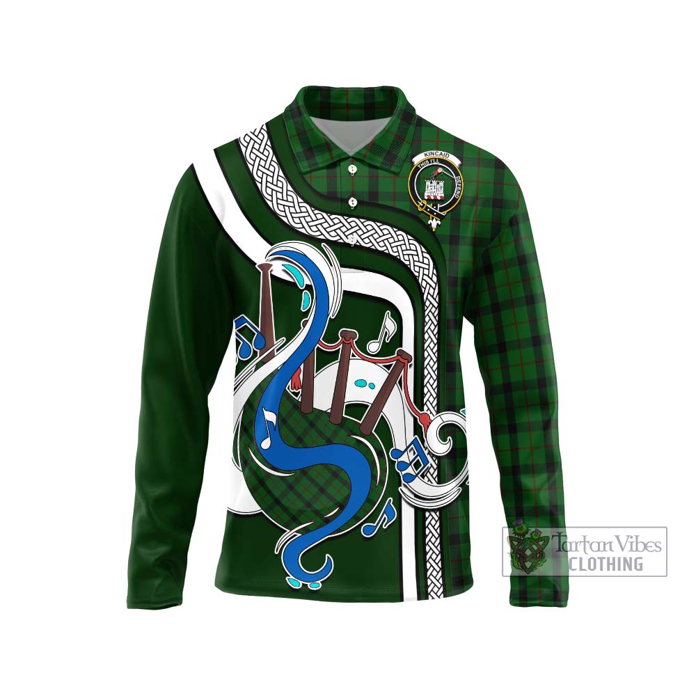 Tartan Vibes Clothing Kincaid Tartan Long Sleeve Polo Shirt with Epic Bagpipe Style