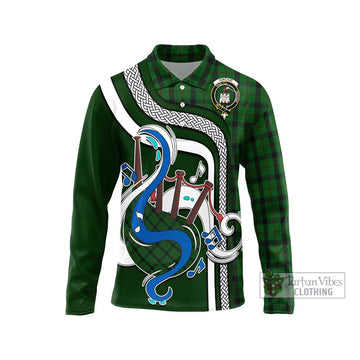 Kincaid Tartan Long Sleeve Polo Shirt with Epic Bagpipe Style