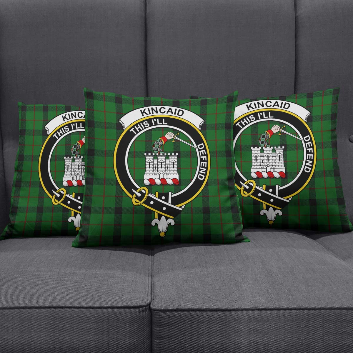 Kincaid Tartan Pillow Cover with Family Crest Square Pillow Cover - Tartanvibesclothing