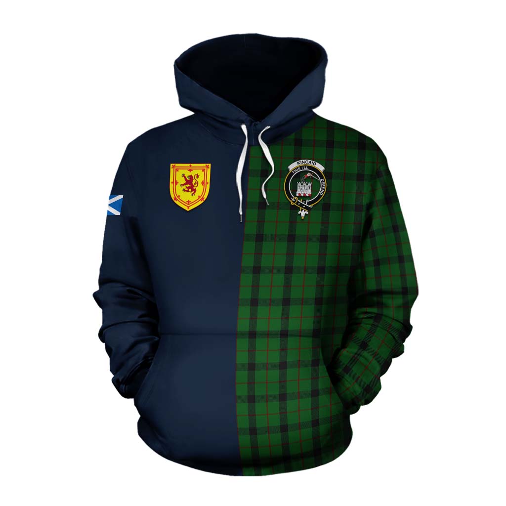 Tartan Vibes Clothing Kincaid Tartan Cotton Hoodie Alba with Scottish Lion Royal Arm Half Style