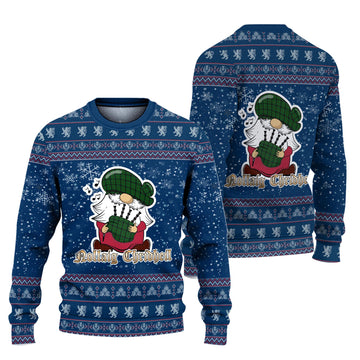 Kincaid Clan Christmas Family Ugly Sweater with Funny Gnome Playing Bagpipes