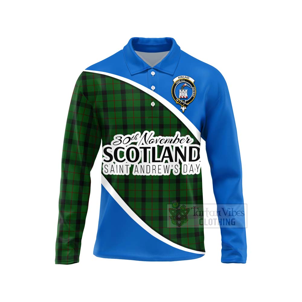 Tartan Vibes Clothing Kincaid Family Crest Tartan Long Sleeve Polo Shirt Celebrate Saint Andrew's Day in Style