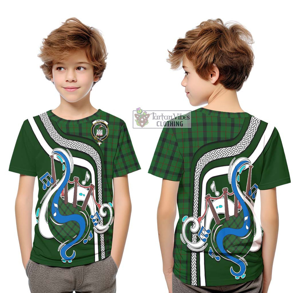 Tartan Vibes Clothing Kincaid Tartan Kid T-Shirt with Epic Bagpipe Style