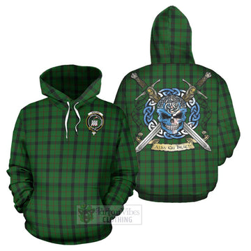 Kincaid Tartan Hoodie with Family Crest Celtic Skull Style