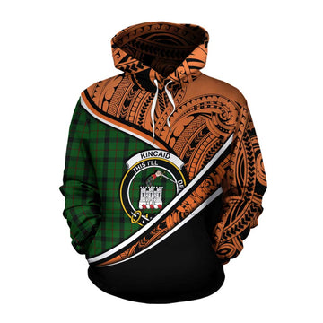 Kincaid Crest Tartan Cotton Hoodie with Polynesian Vibes Style - Orange Version