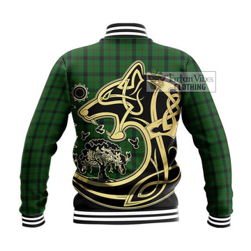 Kincaid Tartan Baseball Jacket with Family Crest Celtic Wolf Style