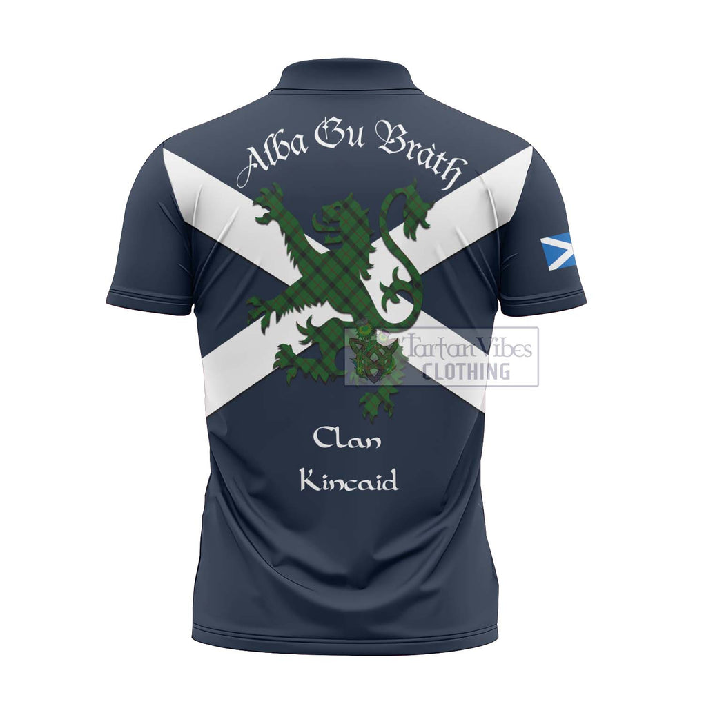 Tartan Vibes Clothing Kincaid Tartan Lion Rampant Zipper Polo Shirt – Proudly Display Your Heritage with Alba Gu Brath and Clan Name