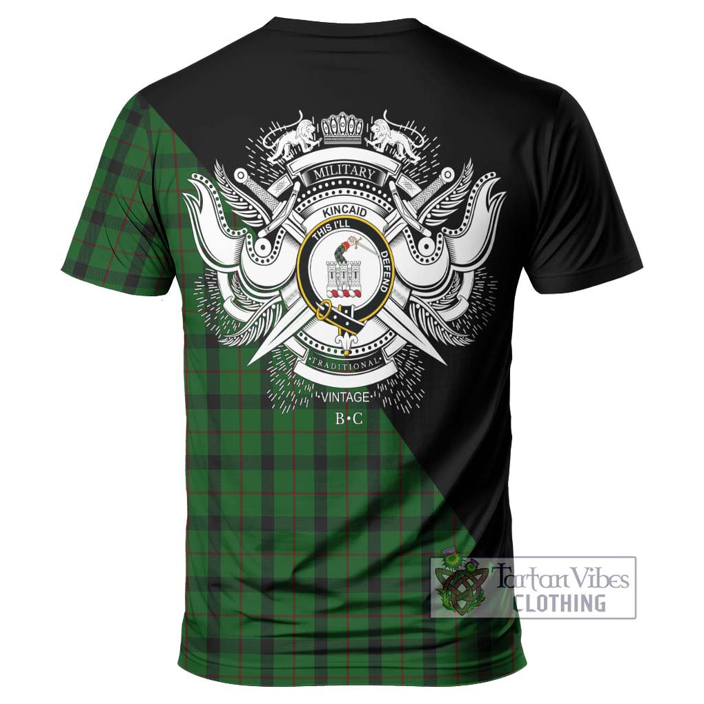 Kincaid Tartan T-Shirt with Family Crest and Military Logo Style - Tartanvibesclothing Shop