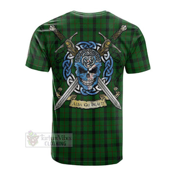 Kincaid Tartan Cotton T-shirt with Family Crest Celtic Skull Style