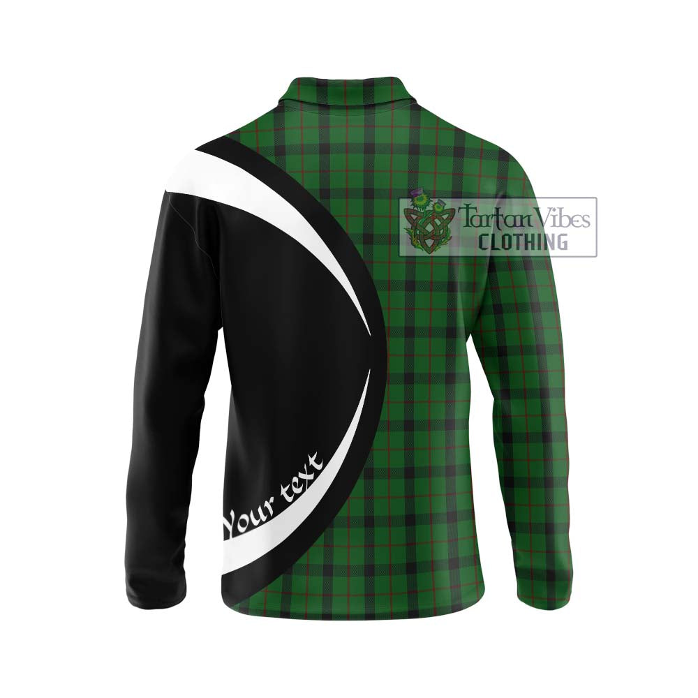 Kincaid Tartan Long Sleeve Polo Shirt with Family Crest Circle Style - Tartan Vibes Clothing