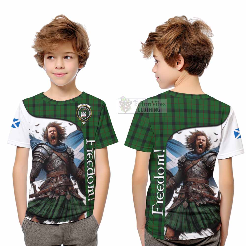 Tartan Vibes Clothing Kincaid Crest Tartan Kid T-Shirt Inspired by the Freedom of Scottish Warrior