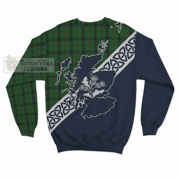 Kincaid Tartan Sweatshirt Featuring Thistle and Scotland Map