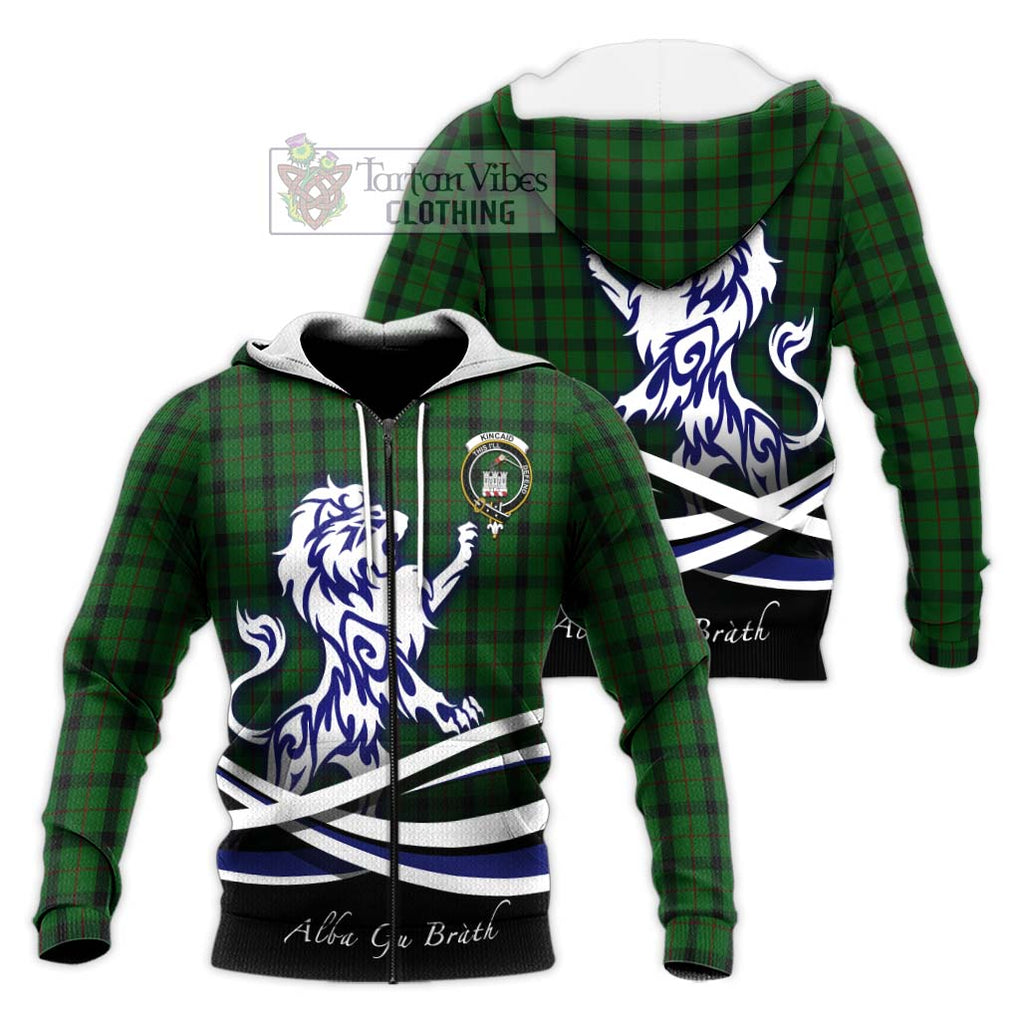 Kincaid Tartan Knitted Hoodie with Alba Gu Brath Regal Lion Emblem Unisex Knitted Zip Hoodie - Tartanvibesclothing Shop