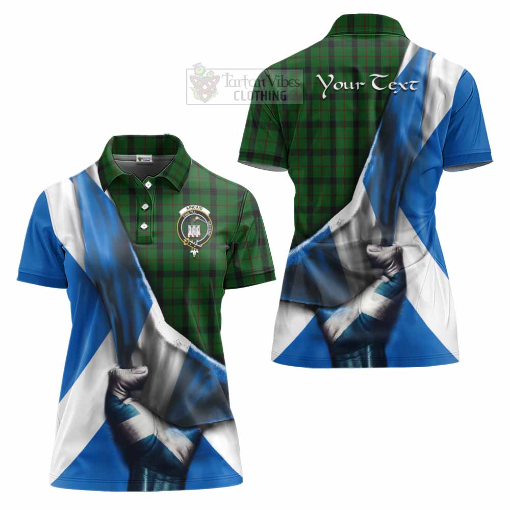 Tartan Vibes Clothing Kincaid Tartan Women's Polo Shirt with Family Crest Scotland Patriotic Style