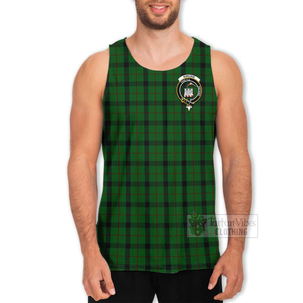 Tartan Vibes Clothing Kincaid Tartan Men's Tank Top with Family Crest Celtic Skull Style