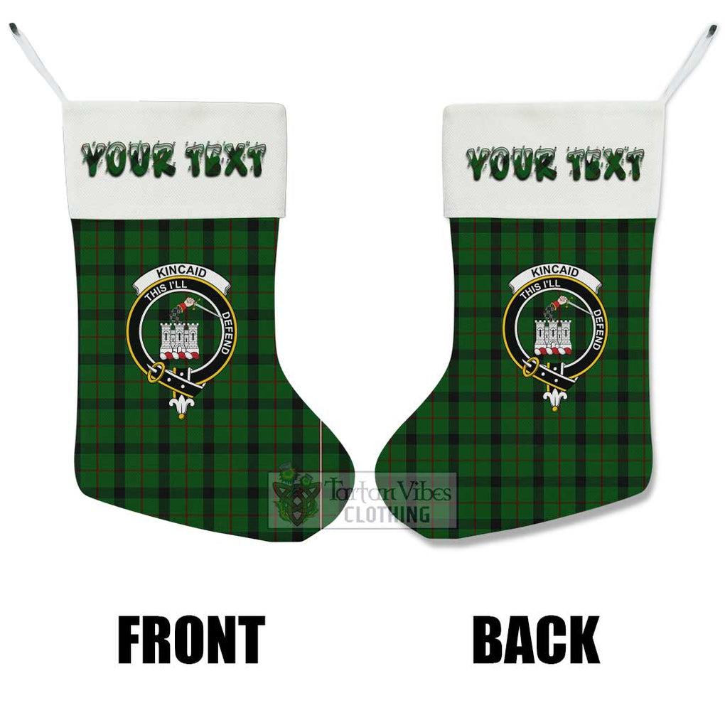 Tartan Vibes Clothing Kincaid Tartan Family Crest Christmas Stocking with Personalized Text