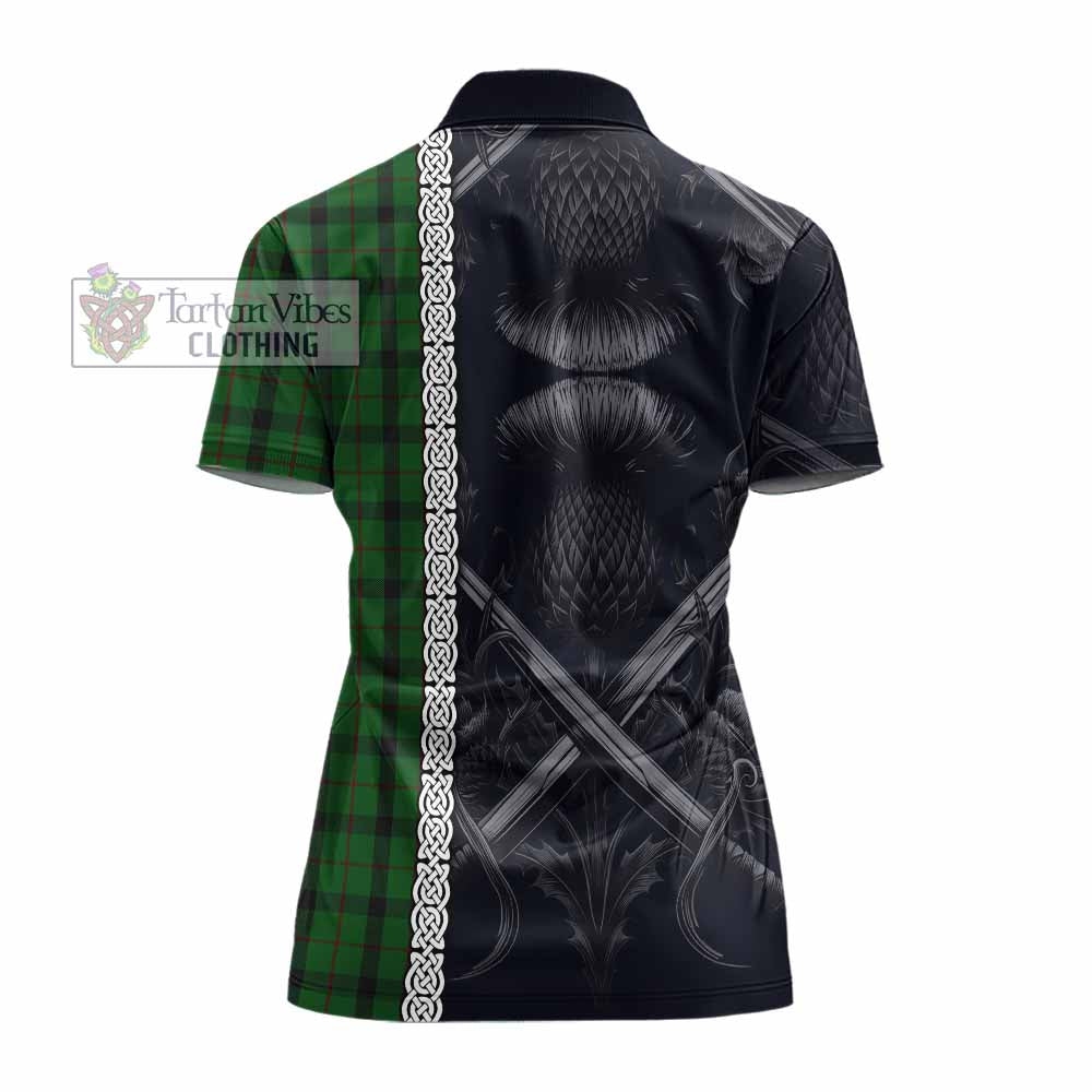 Tartan Vibes Clothing Kincaid Tartan Women's Polo Shirt with Family Crest Cross Sword Thistle Celtic Vibes