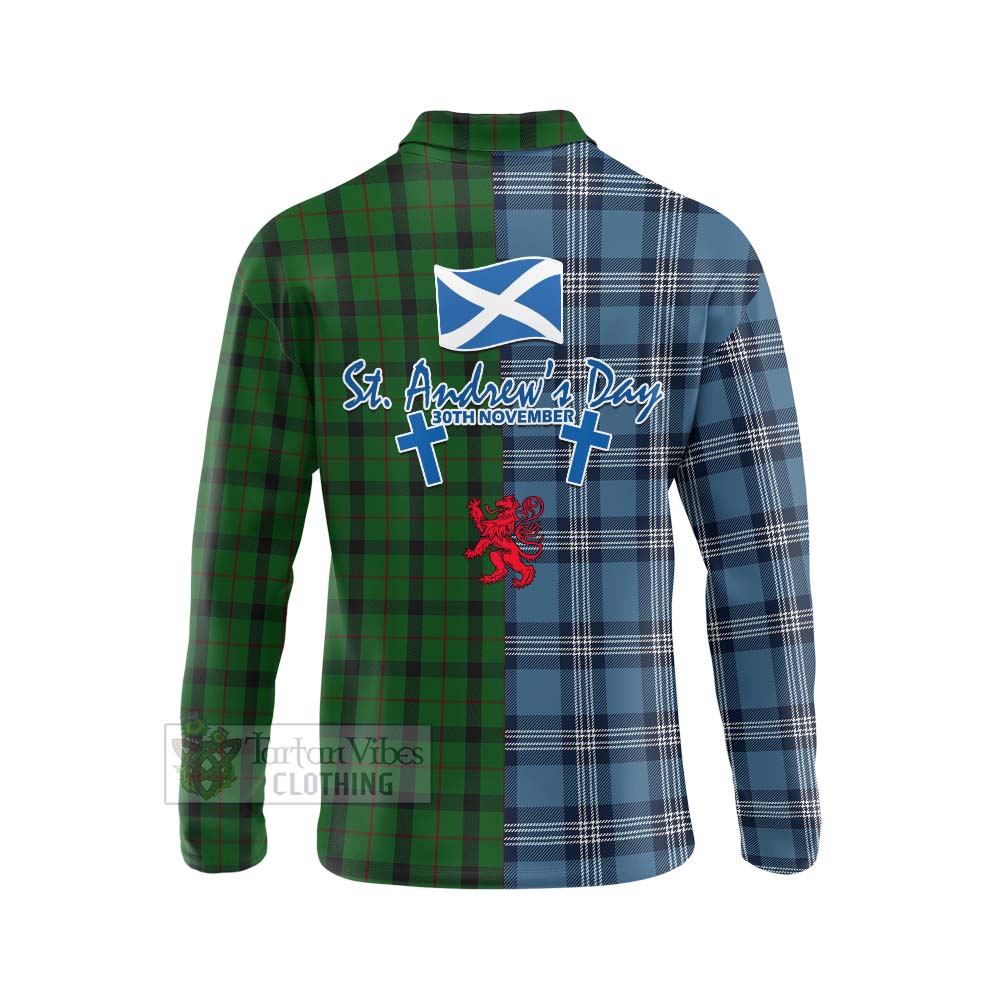 Tartan Vibes Clothing Kincaid Tartan Long Sleeve Polo Shirt Happy St. Andrew's Day Half Tartan Style