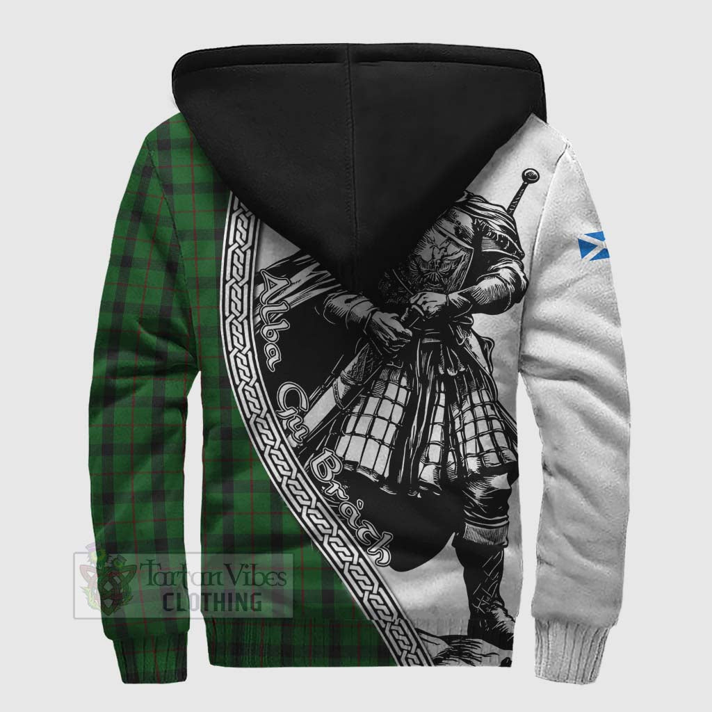 Tartan Vibes Clothing Kincaid Tartan Clan Crest Sherpa Hoodie with Highlander Warrior Celtic Style