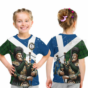 Kincaid Tartan Kid T-Shirt with Family Crest Scottish Bagpiper Vibes