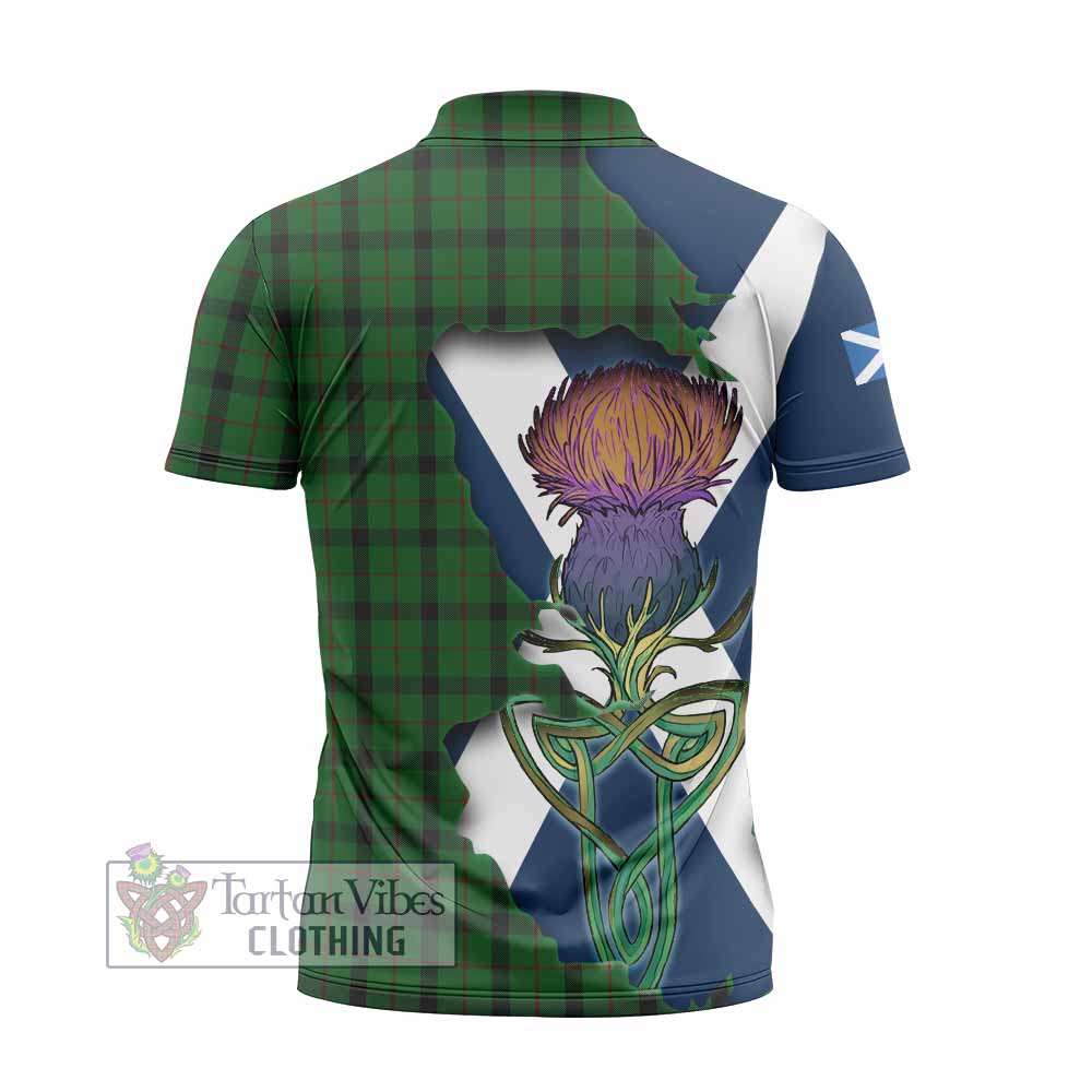 Kincaid Tartan Family Crest Zipper Polo Shirt Scottish Thistle Celtic Inspired - Tartan Vibes Clothing