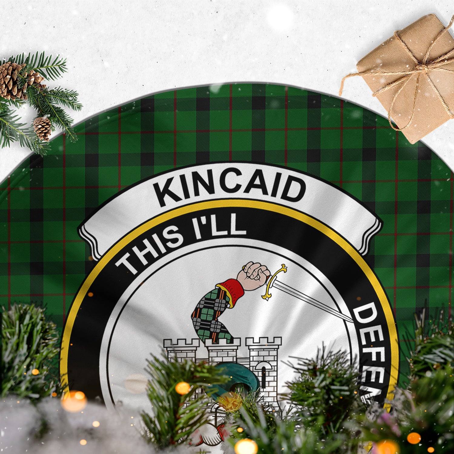 Kincaid Tartan Christmas Tree Skirt with Family Crest - Tartanvibesclothing