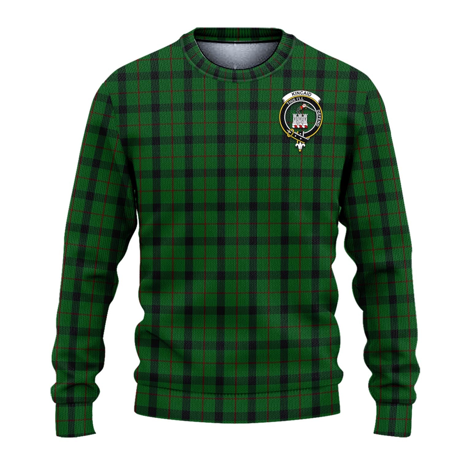 Kincaid Tartan Knitted Sweater with Family Crest - Tartanvibesclothing