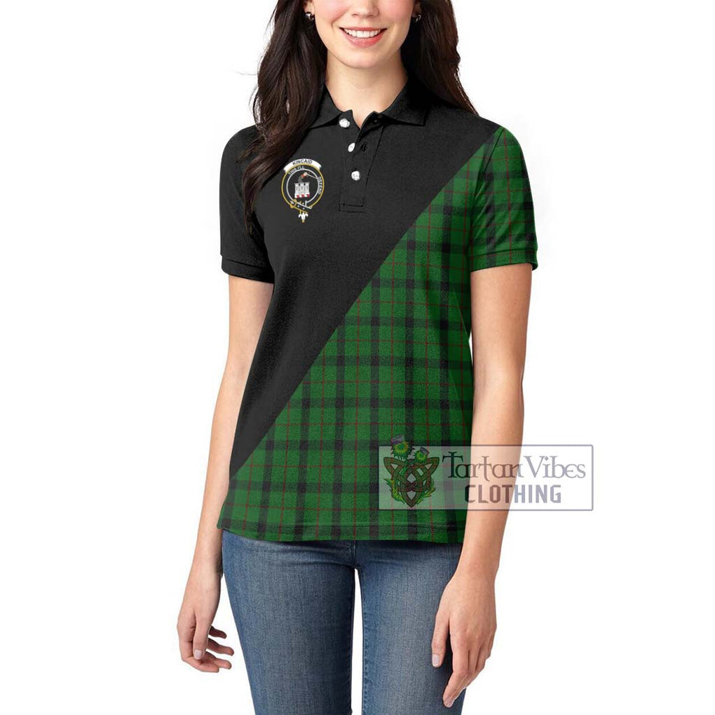 Kincaid Tartan Women's Polo Shirt with Family Crest and Military Logo Style - Tartanvibesclothing Shop