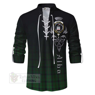 Kincaid Tartan Ghillie Kilt Shirt Featuring Alba Gu Brath Family Crest Celtic Inspired