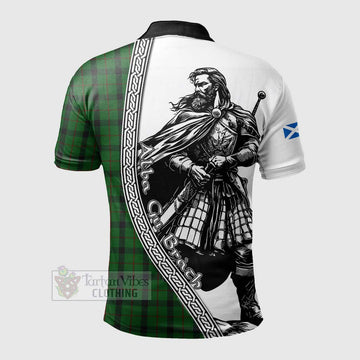 Kincaid Tartan Clan Crest Polo Shirt with Highlander Warrior Celtic Style