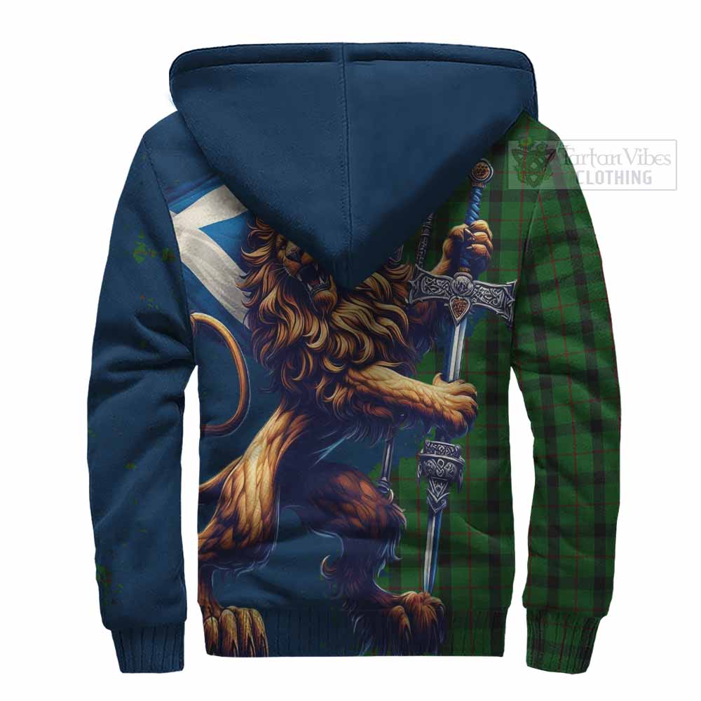 Tartan Vibes Clothing Kincaid Tartan Family Crest Sherpa Hoodie with Scottish Majestic Lion