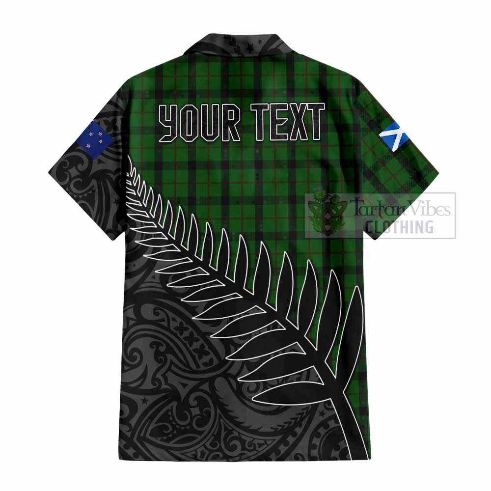 Tartan Vibes Clothing Kincaid Crest Tartan Short Sleeve Button Shirt with New Zealand Silver Fern Half Style