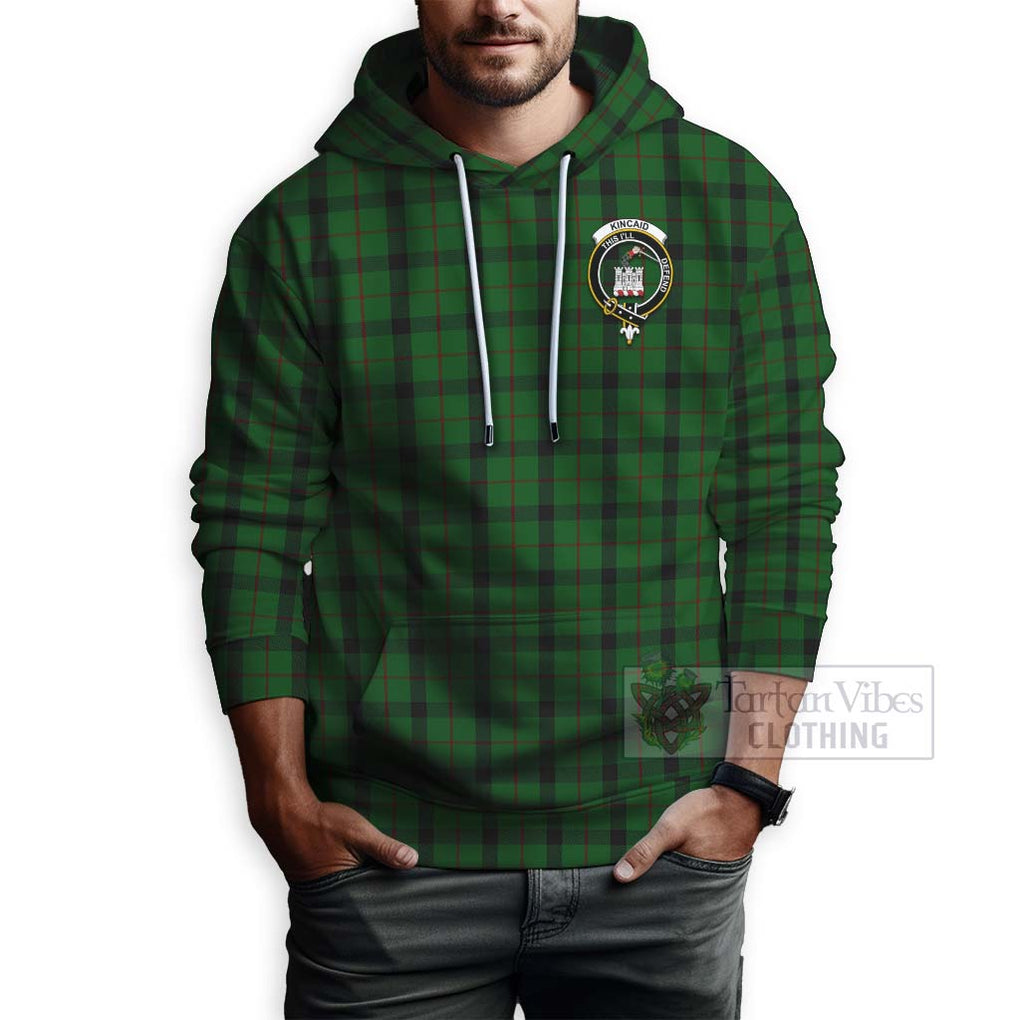 Tartan Vibes Clothing Kincaid Tartan Hoodie with Family Crest Celtic Skull Style