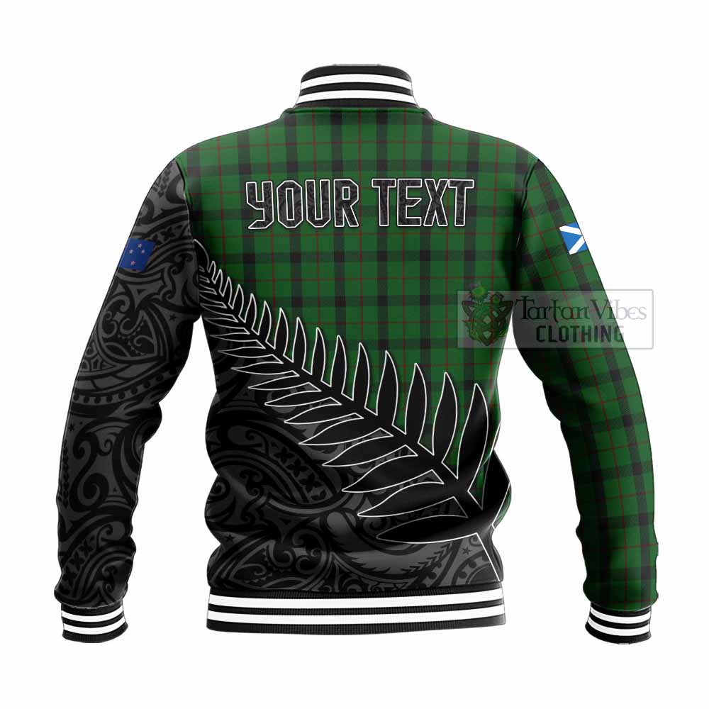 Tartan Vibes Clothing Kincaid Crest Tartan Baseball Jacket with New Zealand Silver Fern Half Style