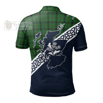 Kincaid Tartan Polo Shirt Featuring Thistle and Scotland Map