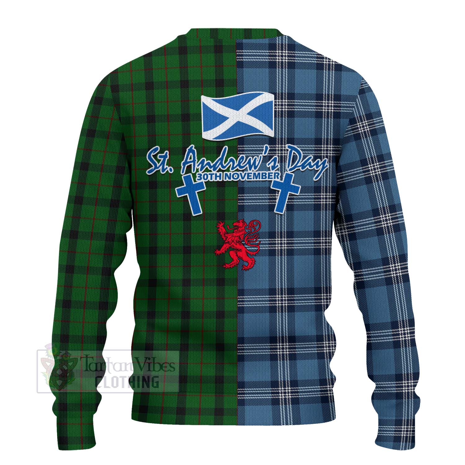 Tartan Vibes Clothing Kincaid Tartan Knitted Sweater Happy St. Andrew's Day Half Tartan Style