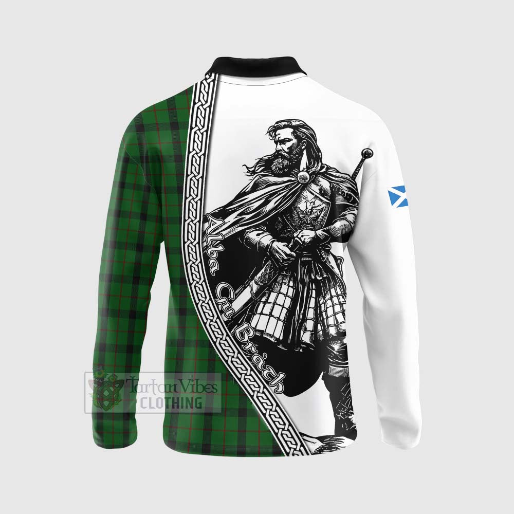 Tartan Vibes Clothing Kincaid Tartan Clan Crest Long Sleeve Polo Shirt with Highlander Warrior Celtic Style