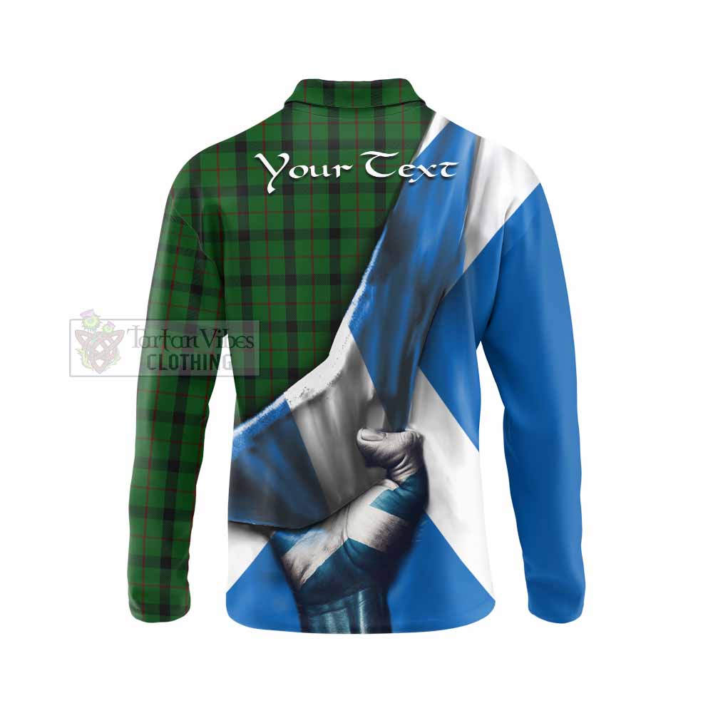 Tartan Vibes Clothing Kincaid Tartan Long Sleeve Polo Shirt with Family Crest Scotland Patriotic Style